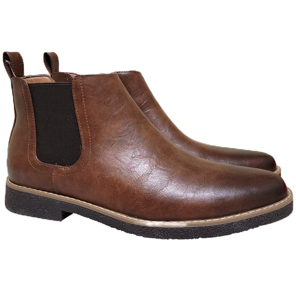 Deer Stags Men Rockland Chelsea Ankle Boots Size US 11.5M Brown Vegan Leather